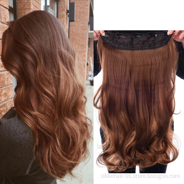 24 inch Soft Long Natural Blonde Brown Black Water Ocean Wavy One Piece Clip in Hair Hairpiece Synthetic Hair Extensions
